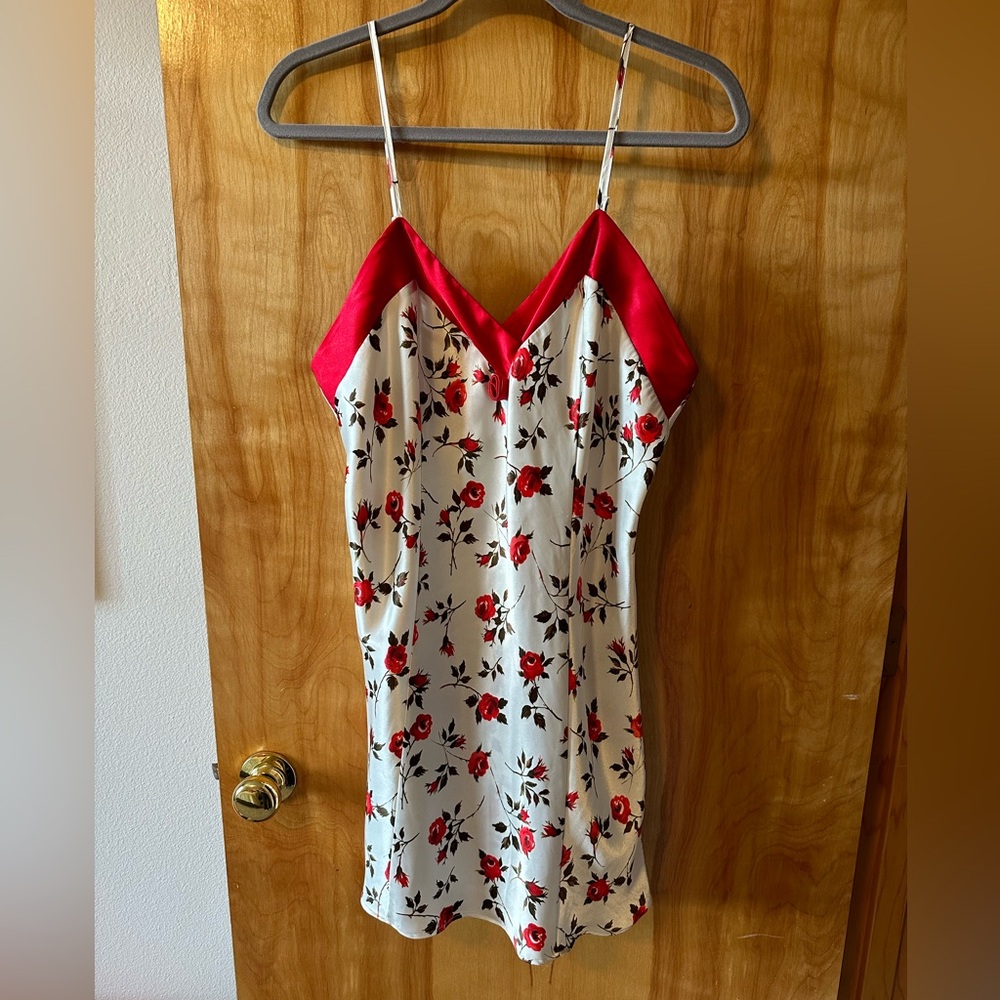 Vintage “Kathy Ireland Intimates” Silk Rosette Slip Dress